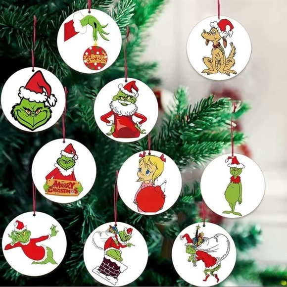 How the Grinch Stole Christmas Tree Wood Ornaments (10 pc) - Picture 5 of 5
